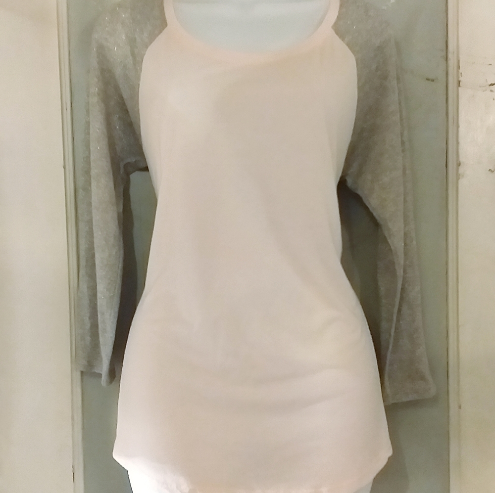 American Eagle 3/4 sleeve tee, pink & grey sz XL
